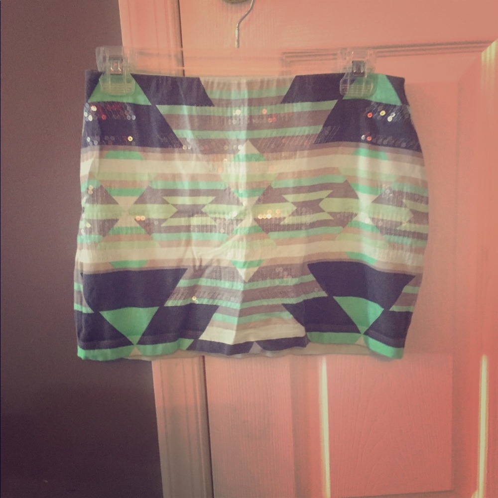 Geometric cotton stretchy skirt